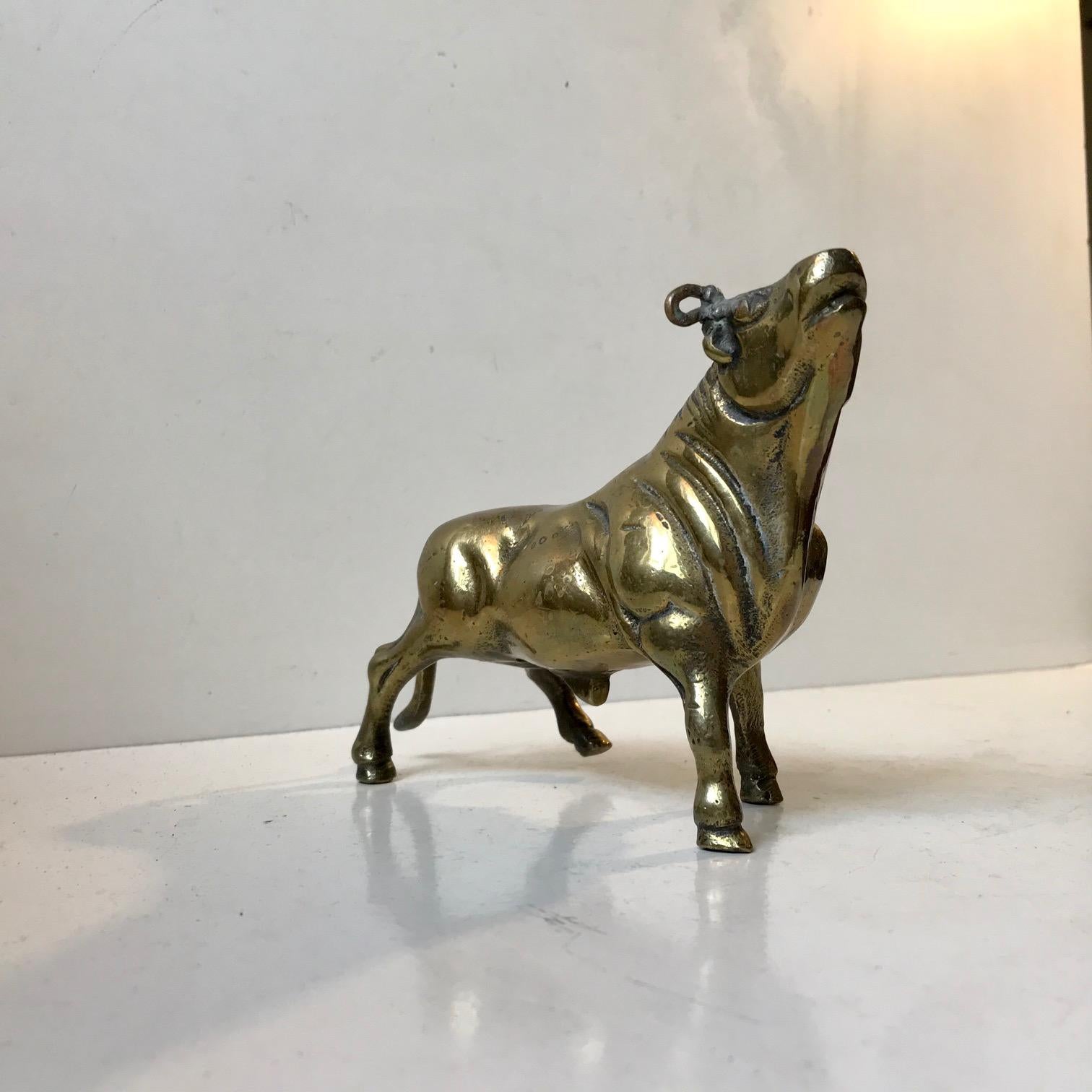 Scandinavian Modern Vintage Scandinavian Bull Sculpture in Brass, 1960s