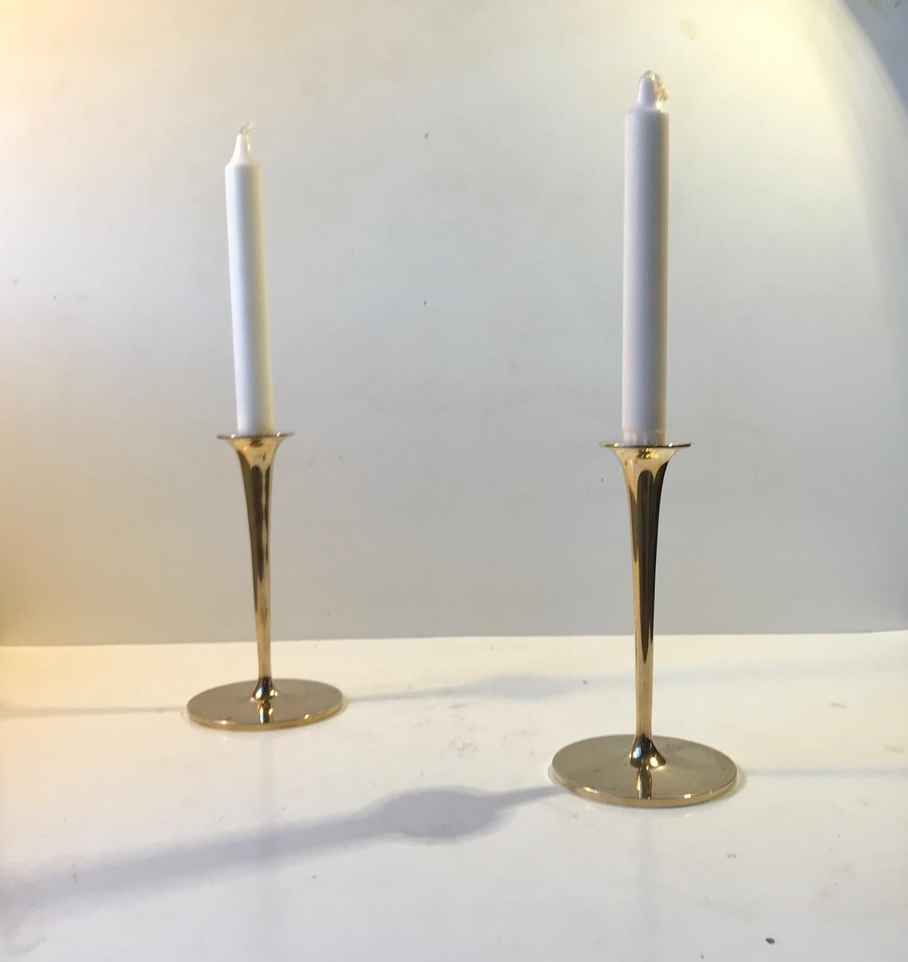 Scandinavian Modern Vintage Scandinavian Candlesticks in Brass, 1960s