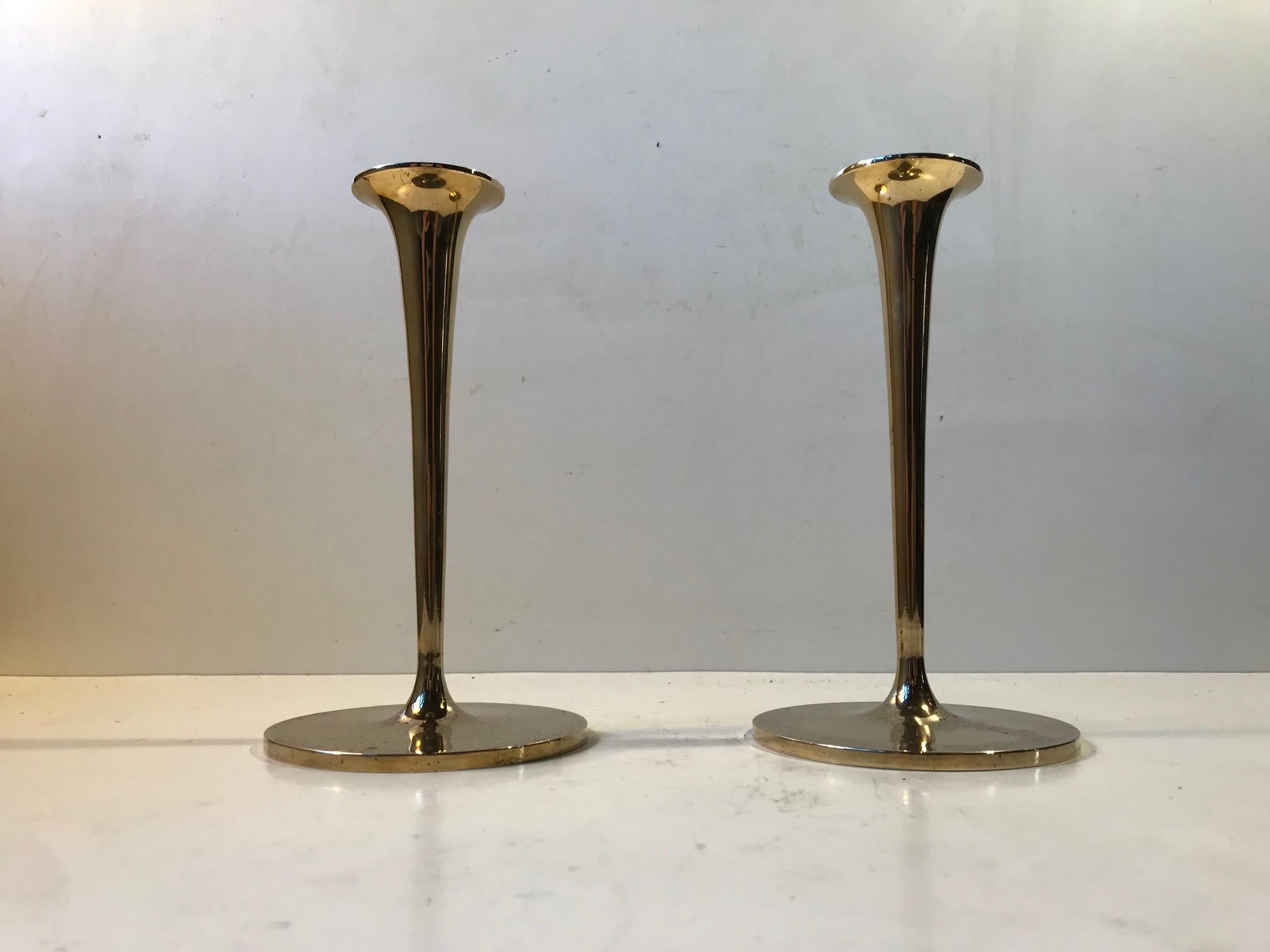 Vintage Scandinavian Candlesticks in Brass, 1960s In Good Condition In Esbjerg, DK