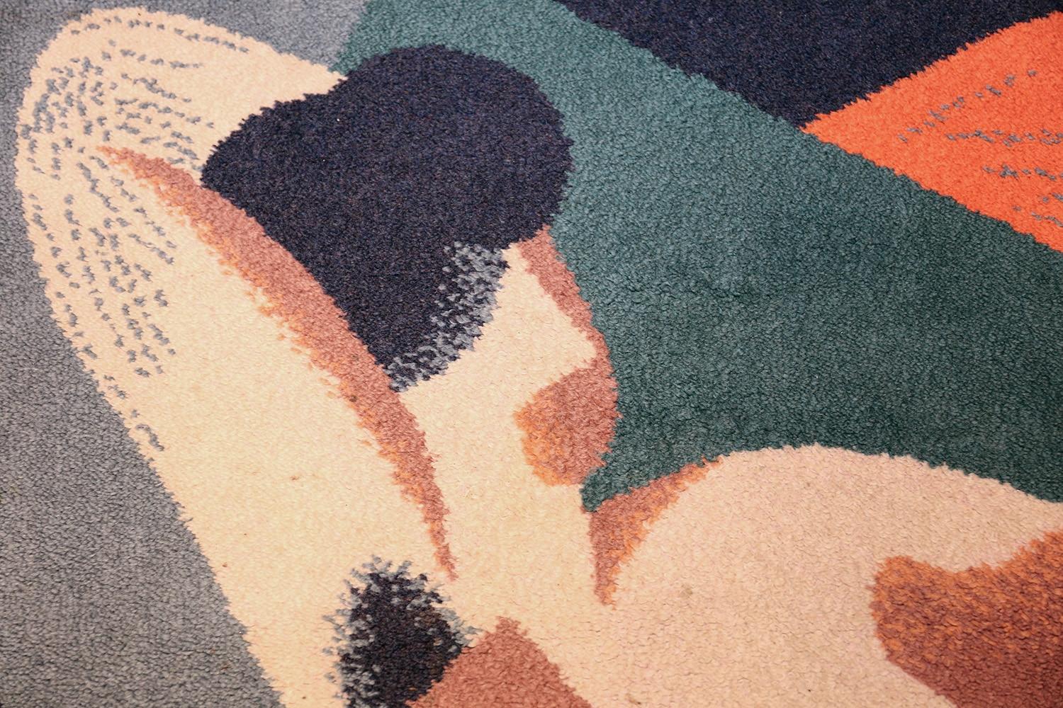 Vintage Scandinavian Swedish rug, Herkunftsland: Schweden, Entstehungszeit: Mitte 20. Jahrhundert. Größe: 1,4 m x 2,01 m (4 ft 7 in x 6 ft 7 in)

