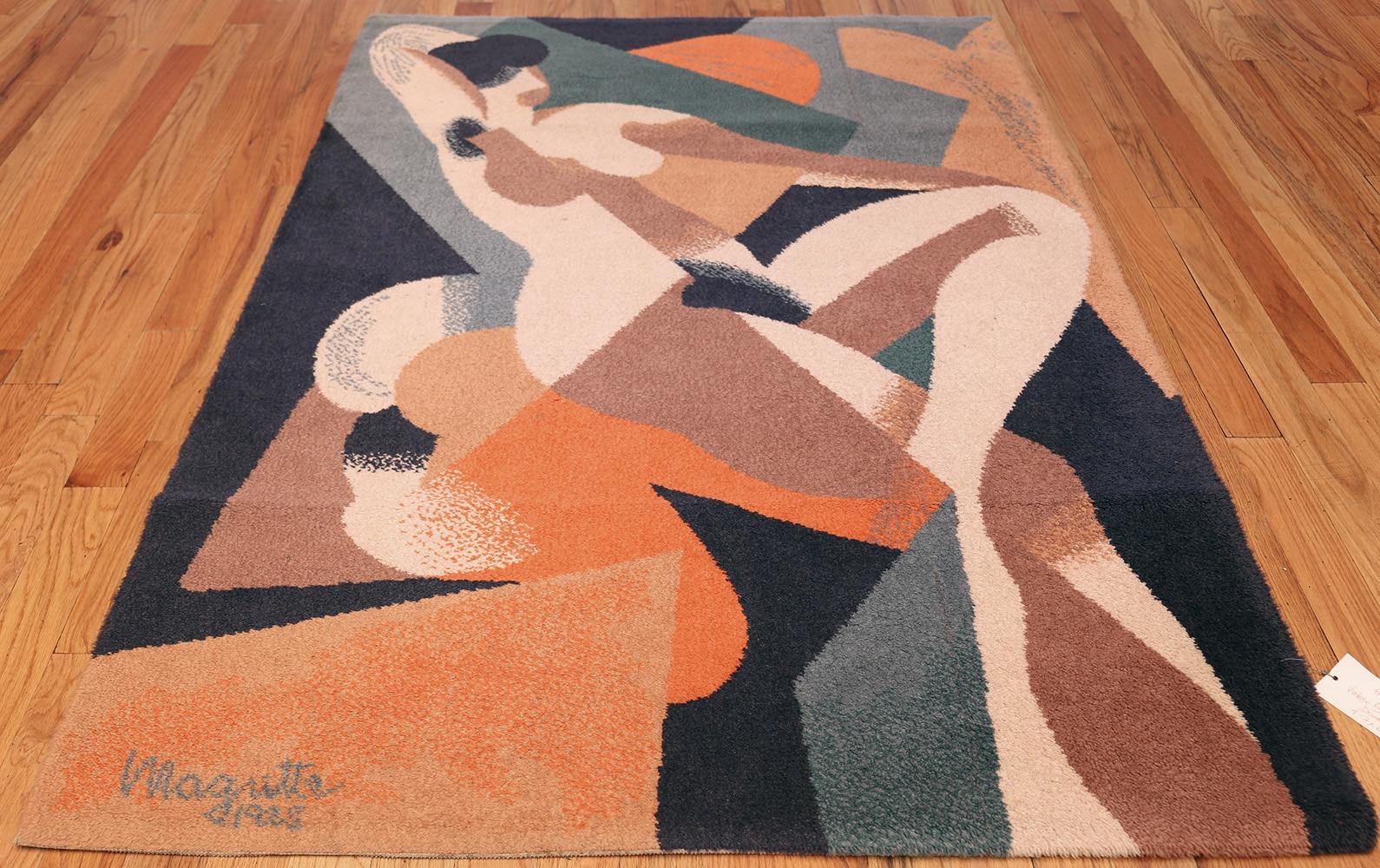 Wool Vintage Scandinavian Carpet by Ege After René Magritte. 4' 7