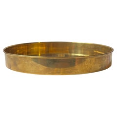 Vintage Scandinavian Circular Brass Serving Tray, 1960s