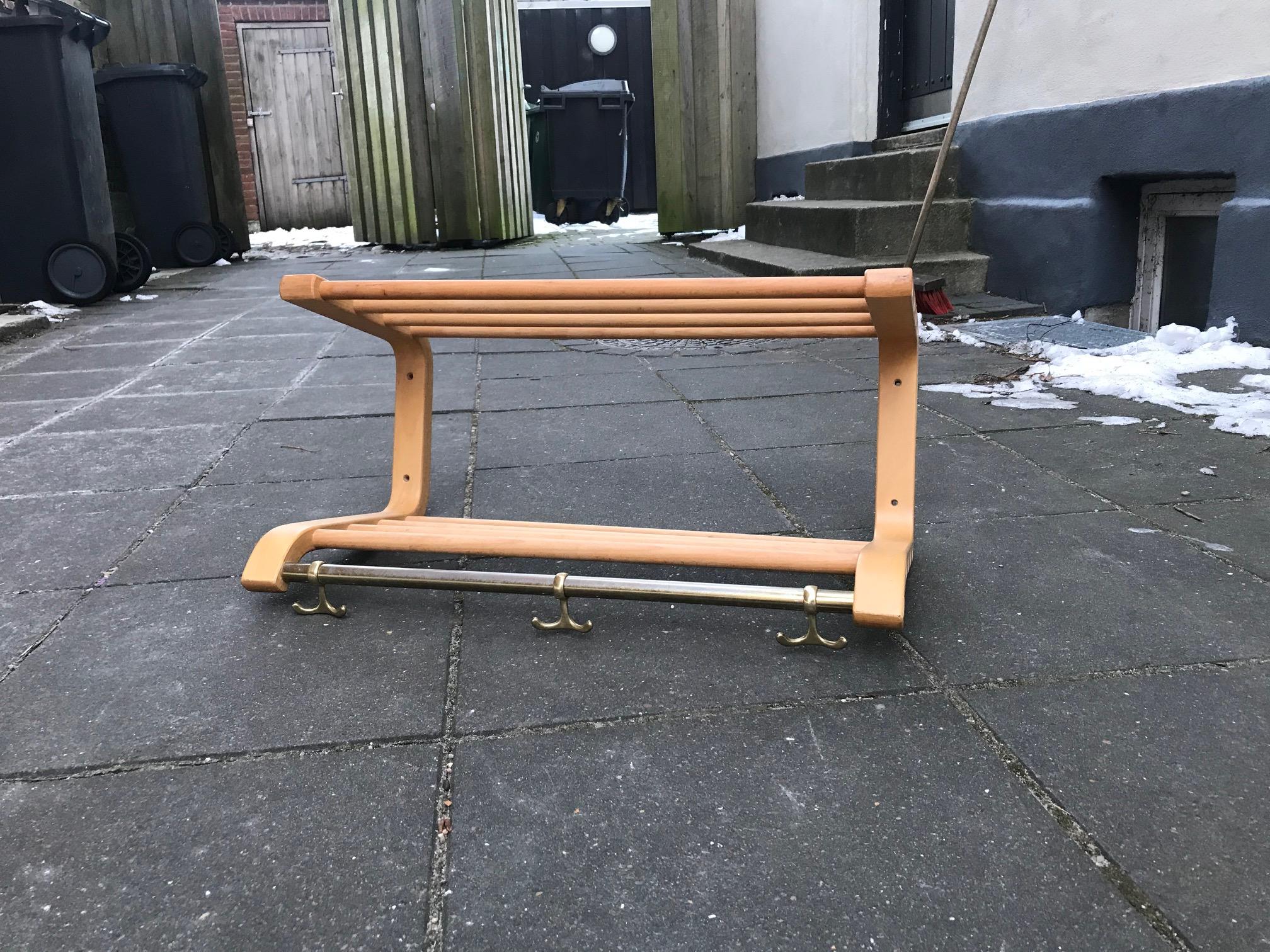 Vintage Scandinavian Coat and Hat Rack in Birch, 1970s In Good Condition In Esbjerg, DK