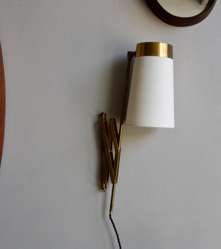Vintage Scandinavian Concertina Articulated Brass Wall Light, Denmark