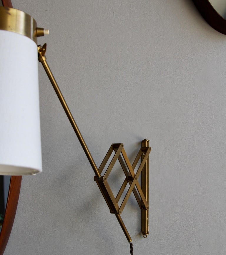 Vintage Scandinavian Concertina Articulated Brass Wall Light, Denmark
