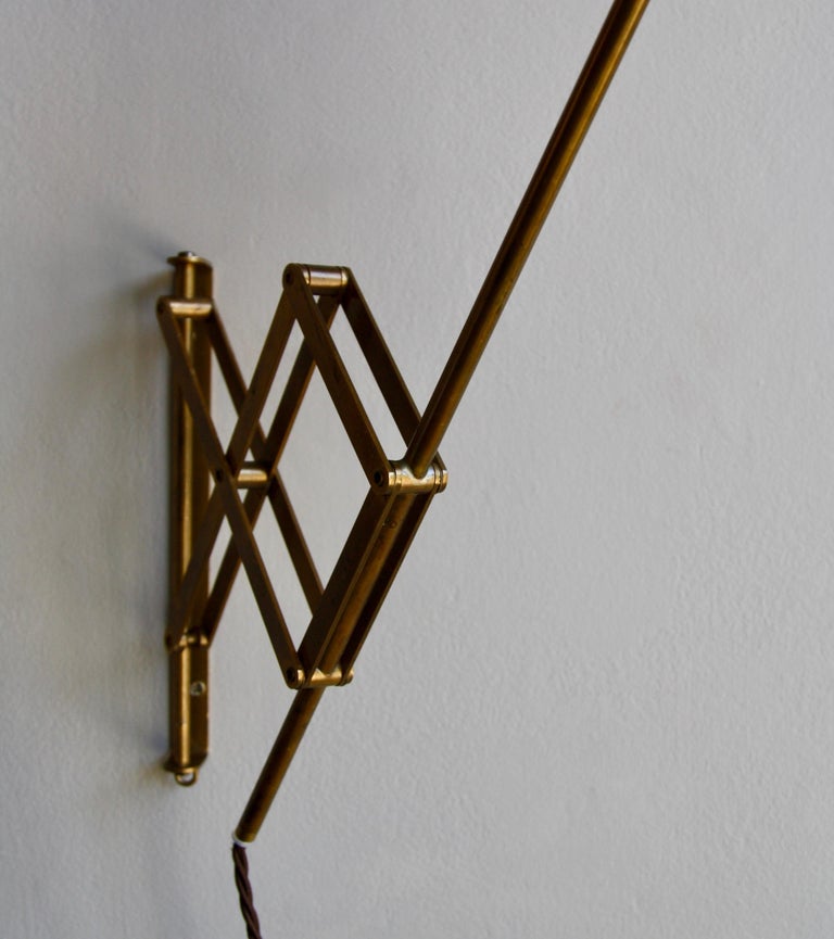 Vintage Scandinavian Concertina Articulated Brass Wall Light, Denmark