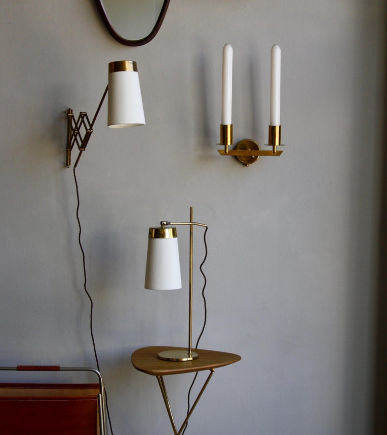 Vintage Scandinavian Concertina Articulated Brass Wall Light, Denmark