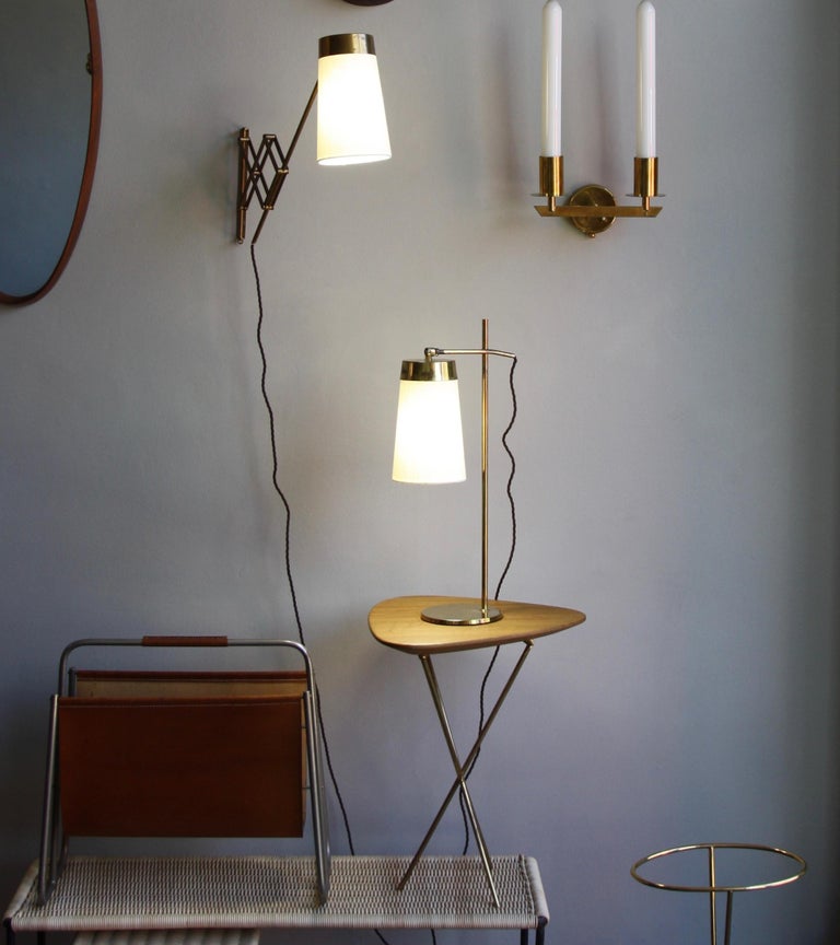 Vintage Scandinavian Concertina Articulated Brass Wall Light, Denmark