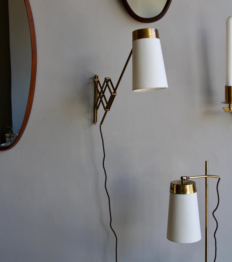 Vintage Scandinavian Concertina Articulated Brass Wall Light, Denmark