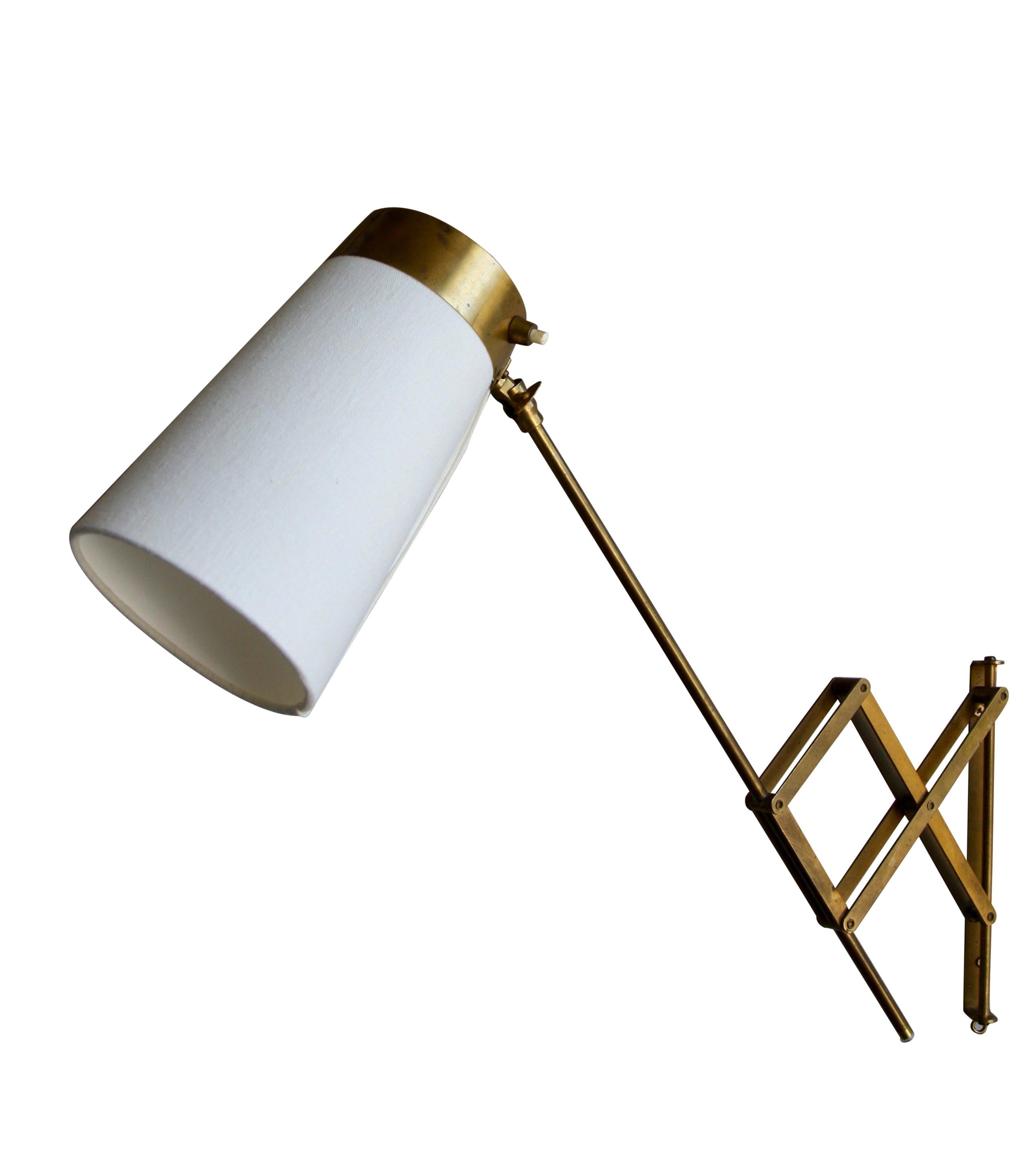 Vintage Scandinavian Concertina Articulated Brass Wall Light, Denmark