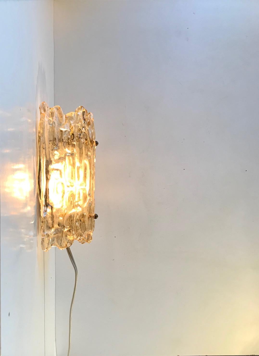 Scandinavian Modern Vintage Scandinavian Crystal & Brass Sconce from Orrefors, 1960s For Sale