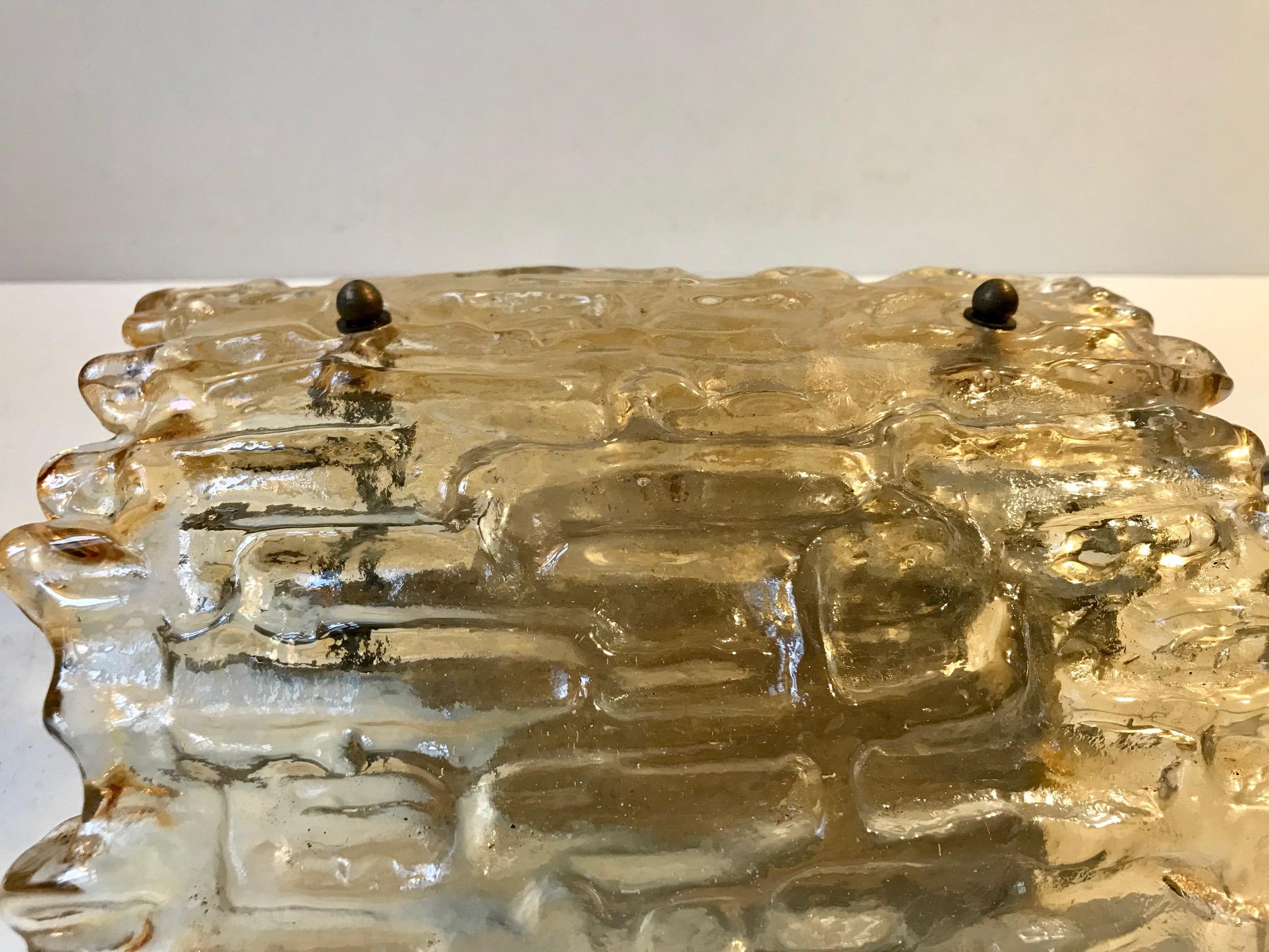 Vintage Scandinavian Crystal & Brass Sconce from Orrefors, 1960s For Sale 2