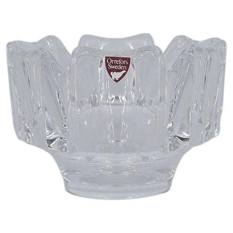 Vintage Scandinavian Swedish Midcentury Modern Clear Crystal Corona