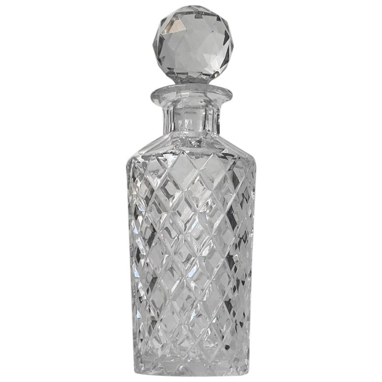Vintage Scandinavian Crystal Decanter with Cut Harlequin, 1960s
