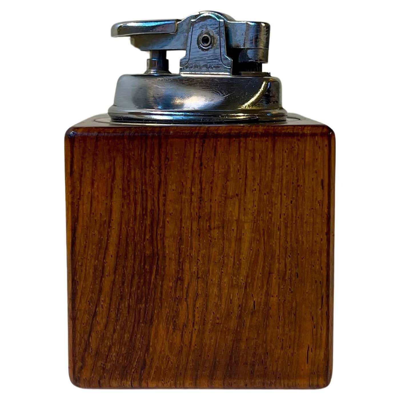 Vintage Scandinavian Cubic Cigarette Table Lighter in Teak For Sale at ...