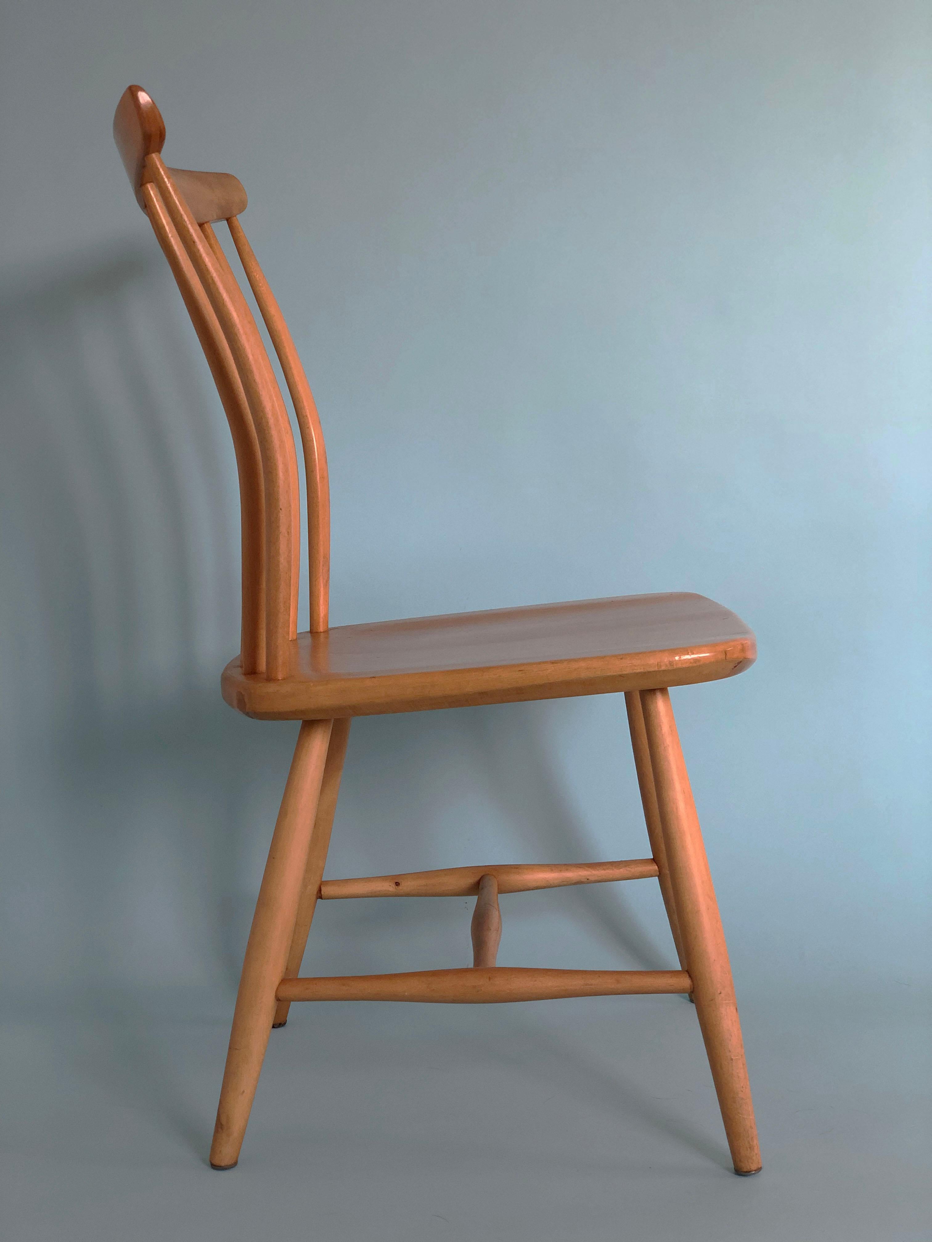 Bouleau Vintage Scandinavian Design Dining Chair Akerblom Sweden 1950s Set of 4