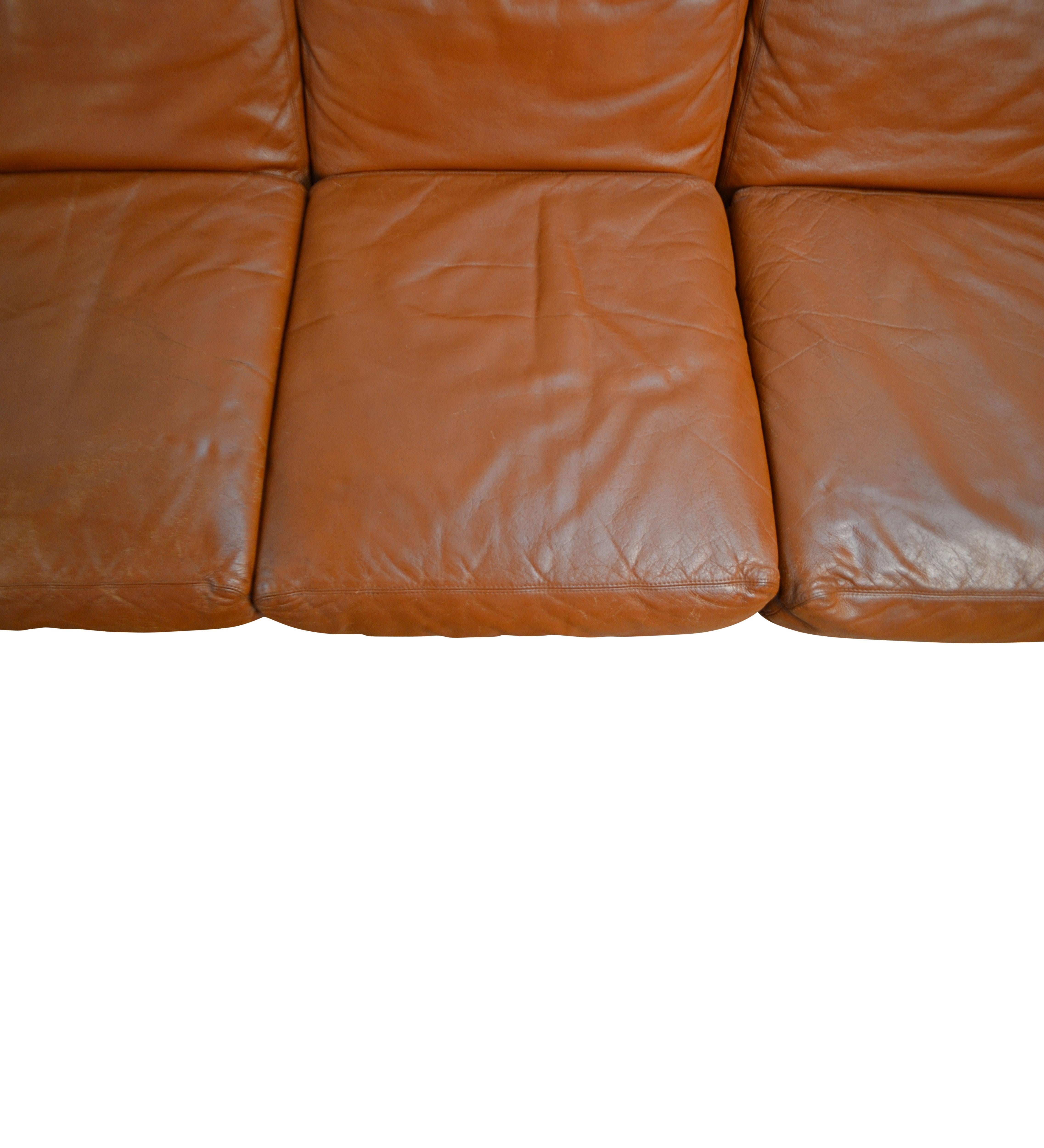 Vintage Scandinavian Design Sven Ivar Dysthe 4-Seater Leather Sofa 5
