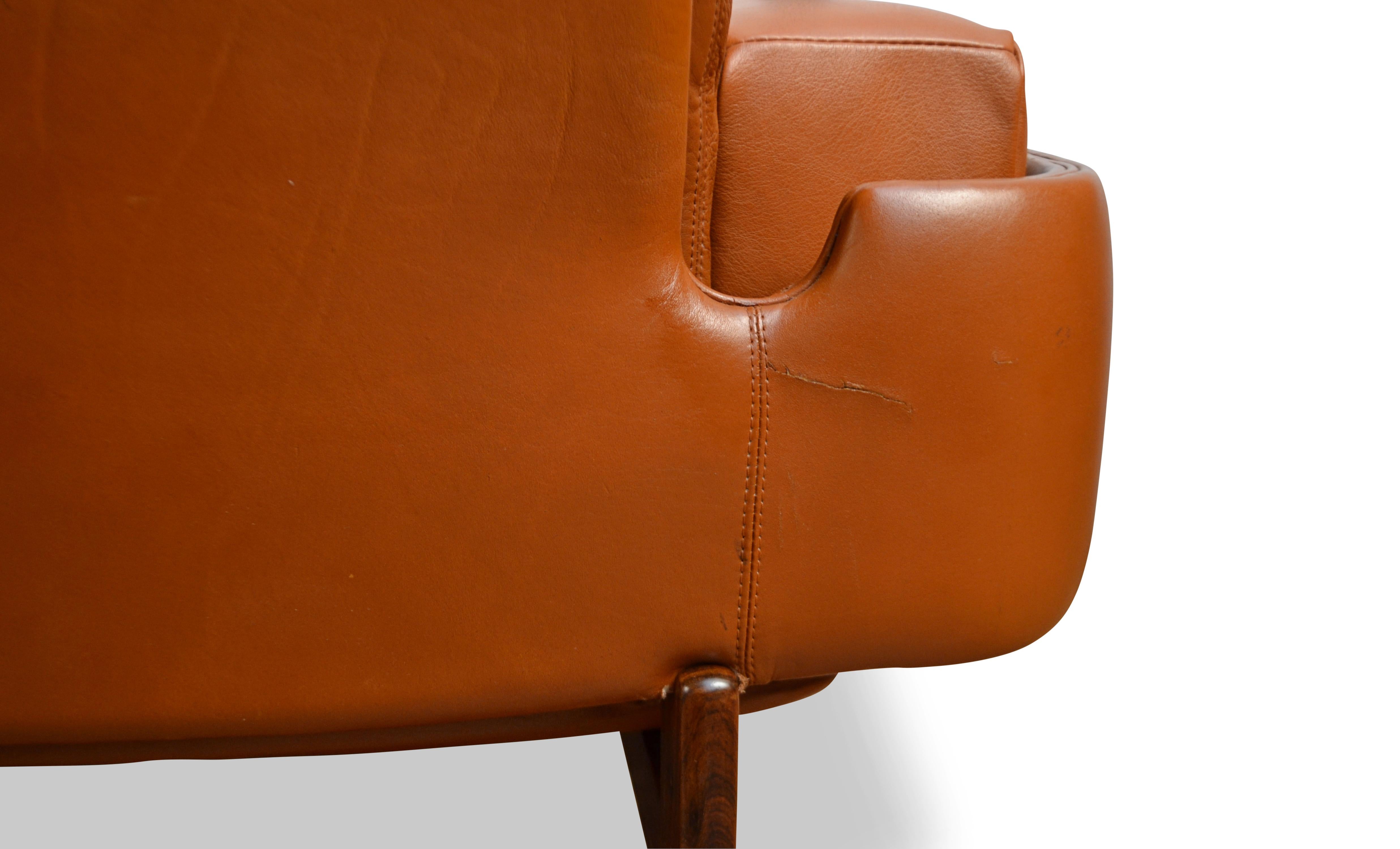 20th Century Vintage Scandinavian Design Sven Ivar Dysthe 4-Seater Leather Sofa