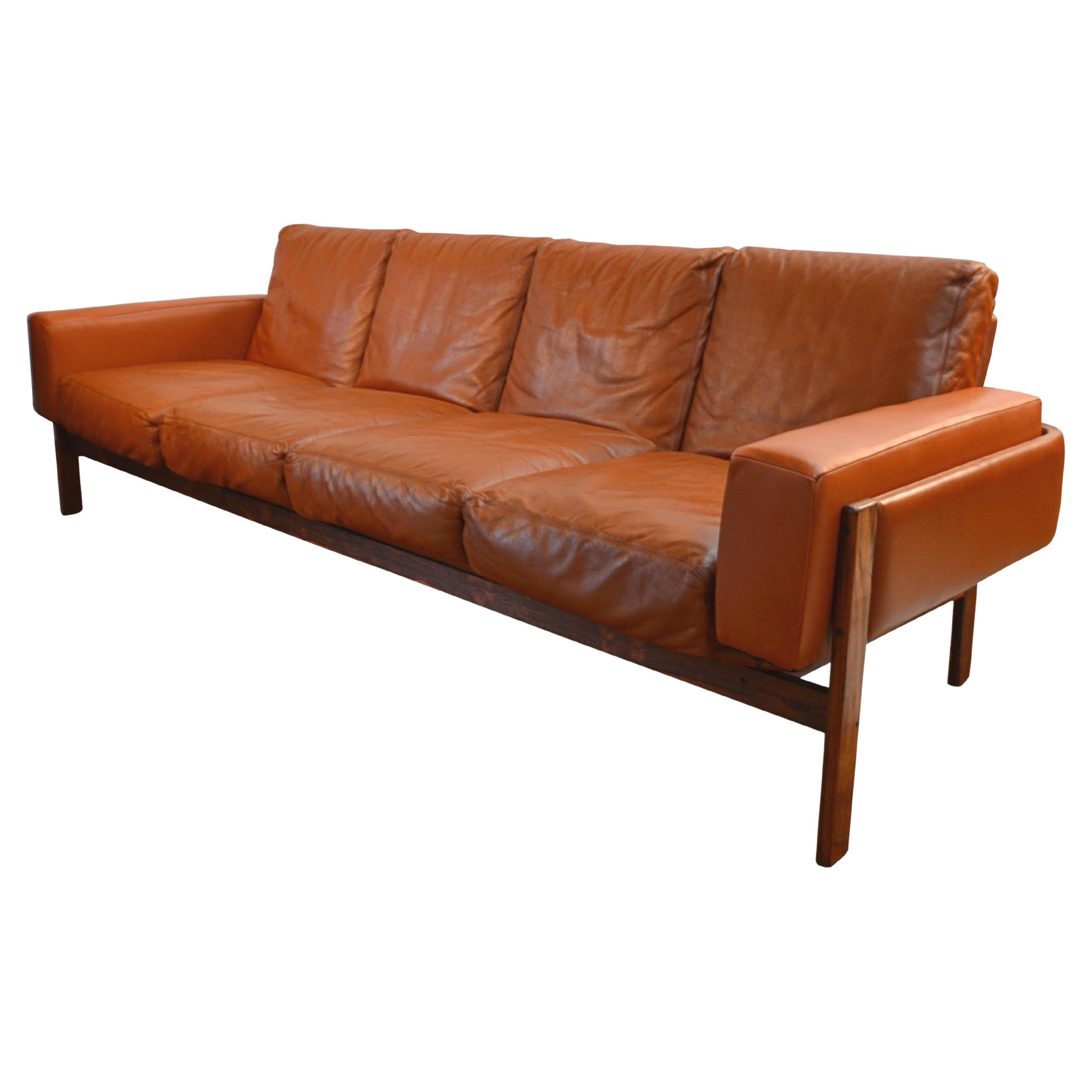 Vintage Scandinavian Design Sven Ivar Dysthe 4-Seater Leather Sofa