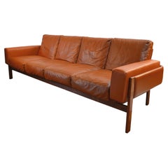 Vintage Scandinavian Design Sven Ivar Dysthe 4-Seater Leather Sofa