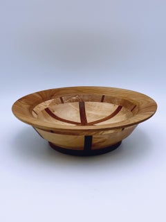 Cuenco segmentado de madera dura y teca de diseño escandinavo vintage, ca. 1970