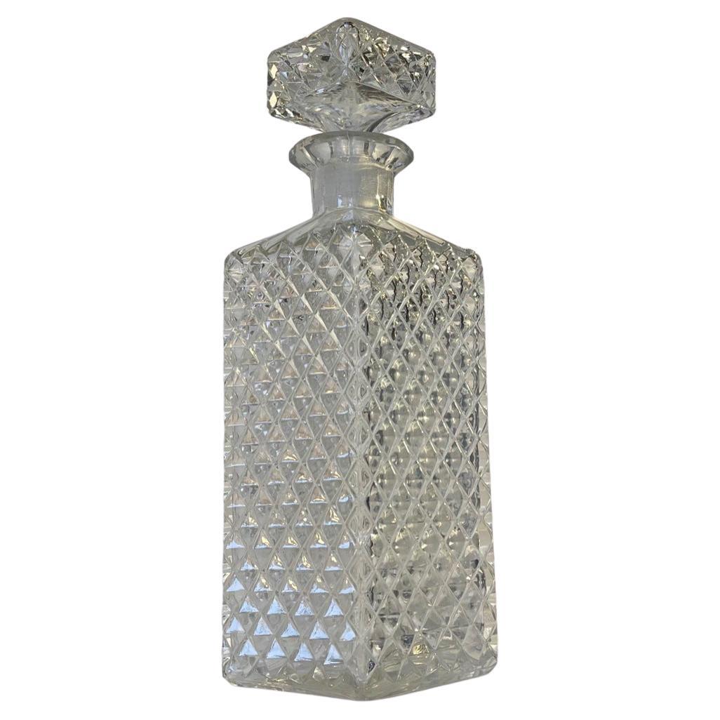 Vintage Scandinavian Diamond Accented Glass Decanter, 1960s For Sale