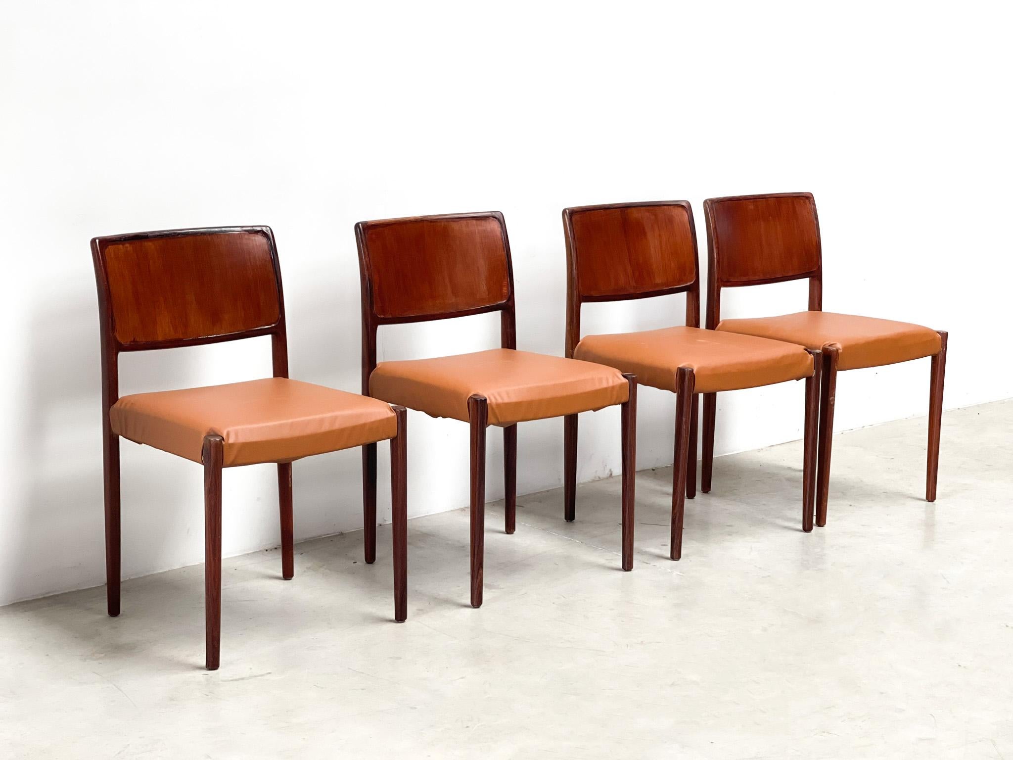 Faux Leather Vintage scandinavian dining chairs, 1970s For Sale