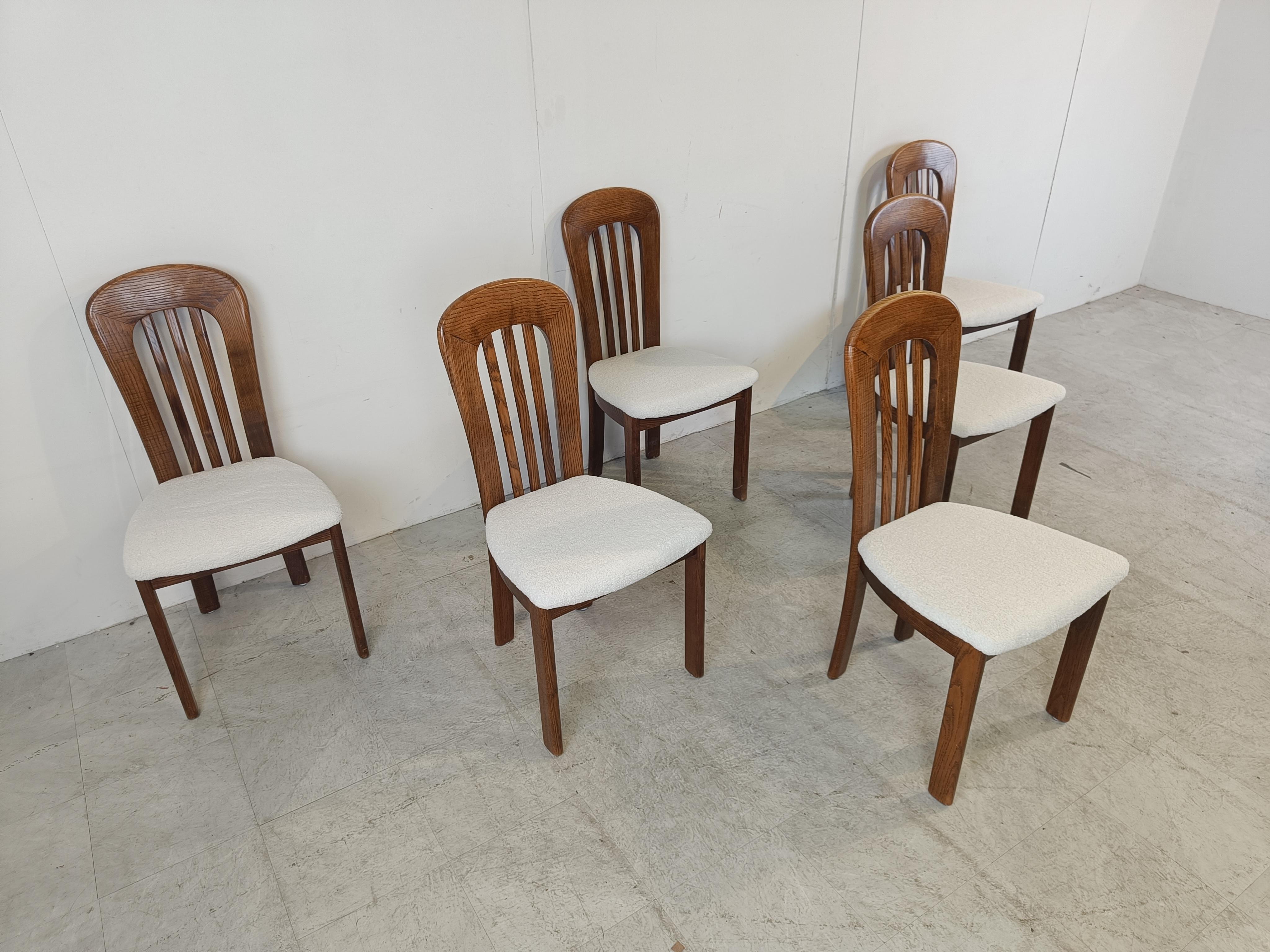 Bouclé Vintage scandinavian dining chairs, set of 6 - 1960s  For Sale