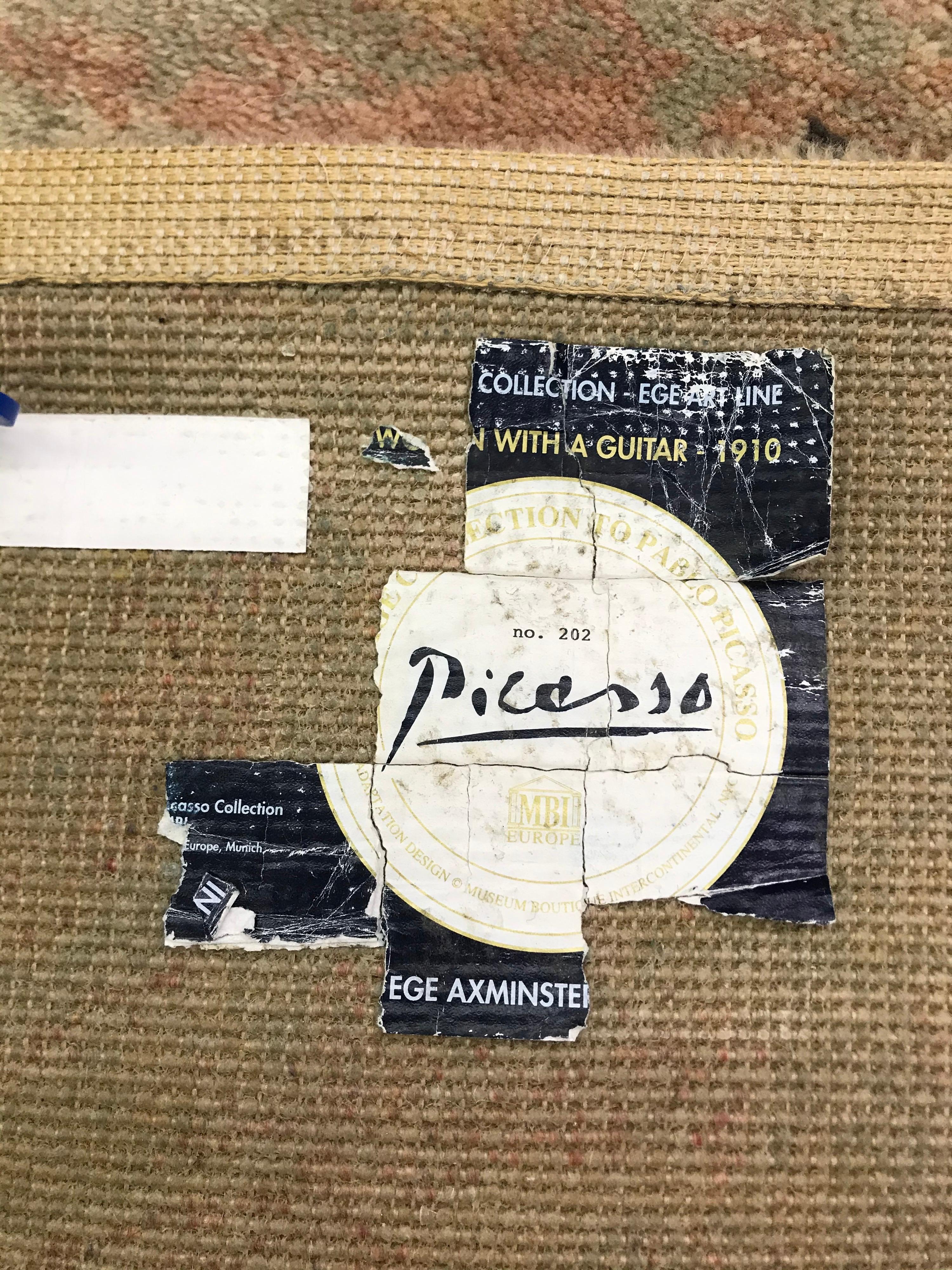 Skandinavischer Ege Art Line Vintage-Teppich nach Pablo Picasso, Frau mit Gitarre im Angebot 3