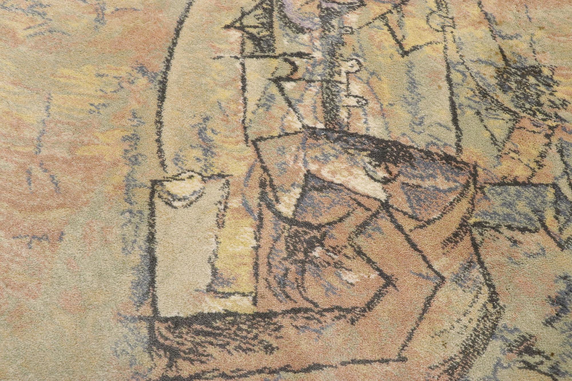 Skandinavischer Ege Art Line Vintage-Teppich nach Pablo Picasso, Frau mit Gitarre (Dänisch) im Angebot