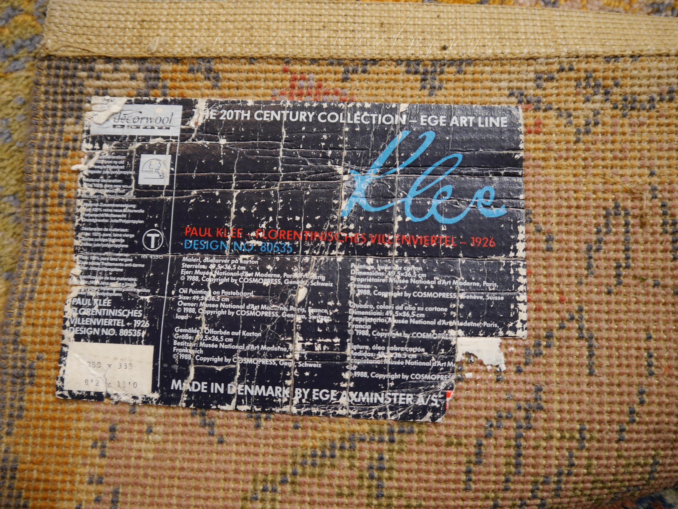 Großer skandinavischer EGE Art Line-Teppich in Zimmergröße nach Paul Klee im Angebot 2