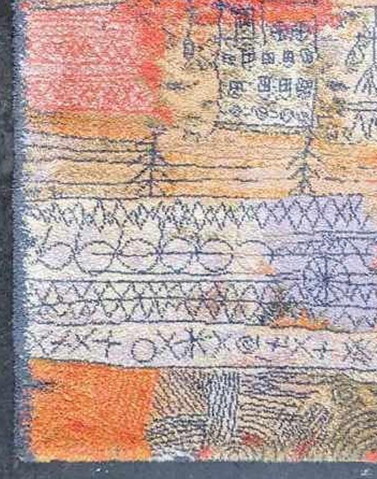 Art Deco Paul Klee Vintage Scandinavian EGE Art Line Large Room Size Rug 8.1 x 11.2 ft