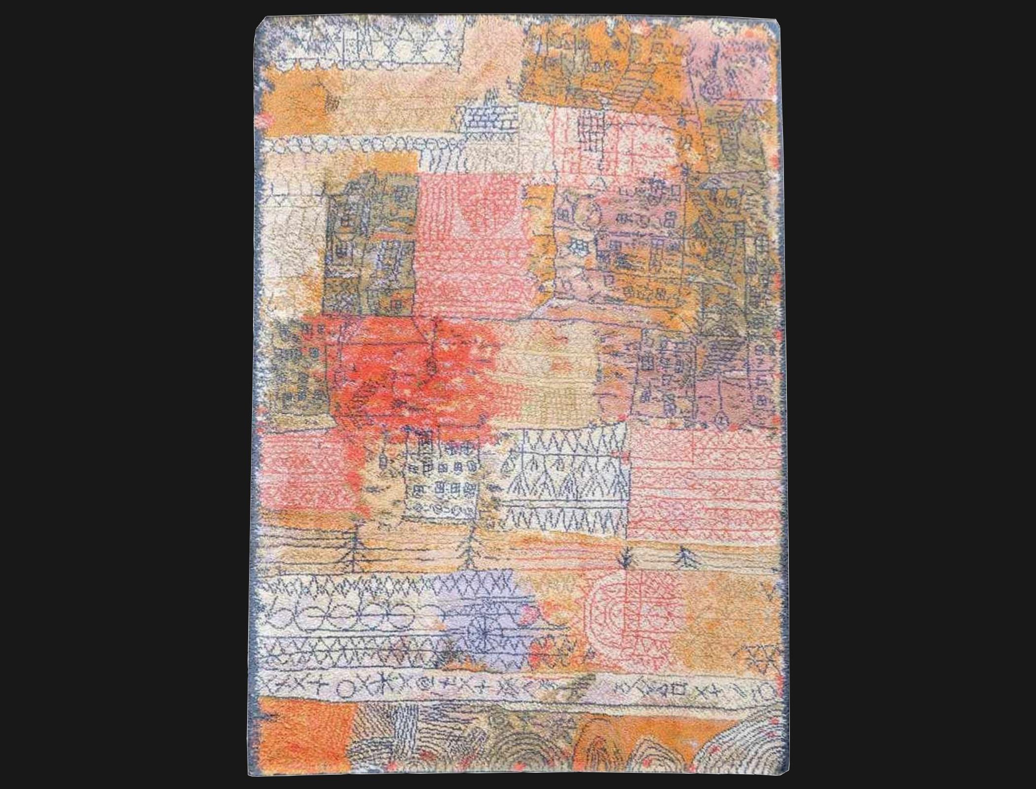 Paul Klee Vintage Scandinavian EGE Art Line Large Room Size Rug 8.1 x 11.2 ft In Good Condition In Lohr, Bavaria, DE