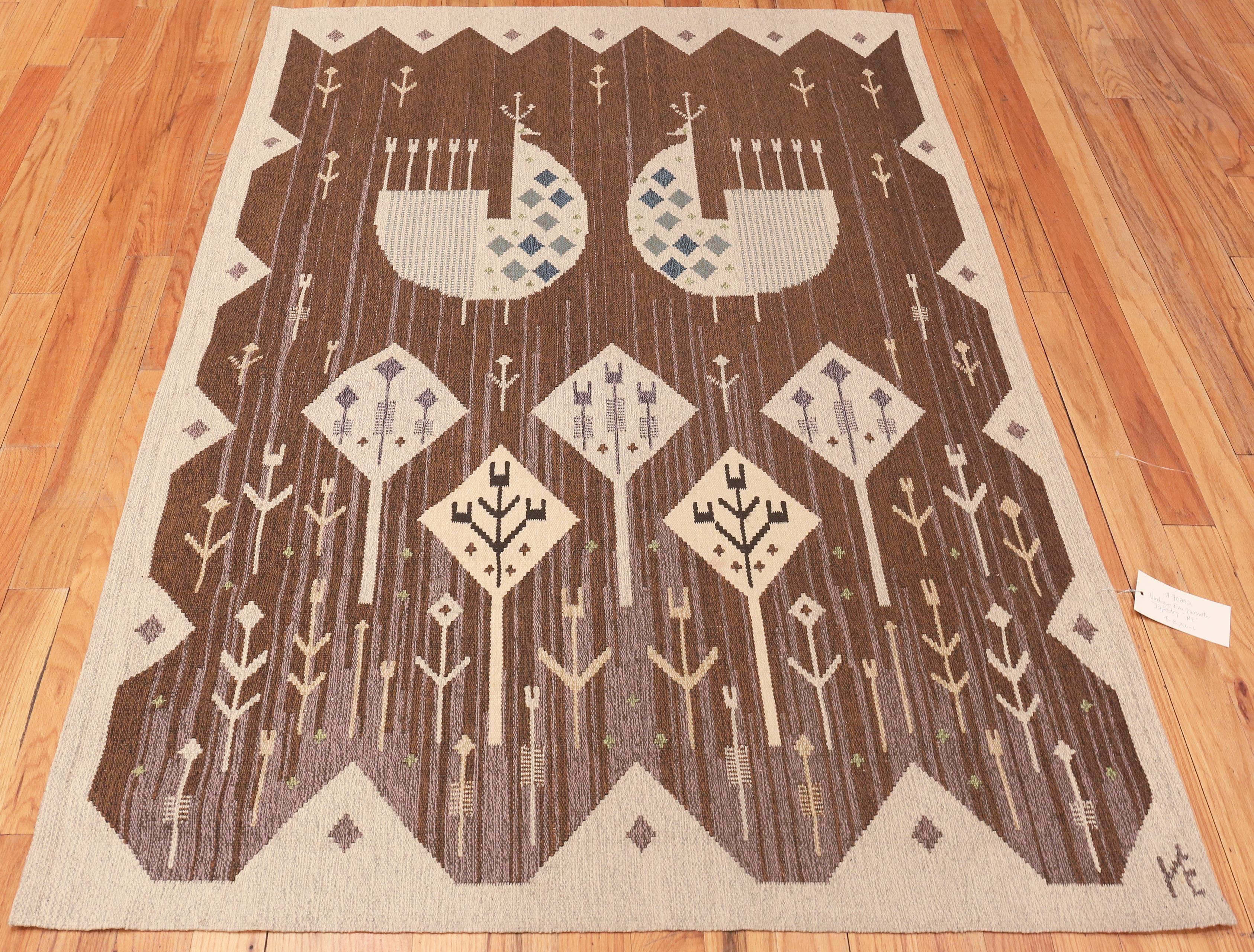 Scandinavian Modern Vintage Scandinavian Eva Nemeth Kilim Rug. 4 ft 8 in x 6 ft 6 in