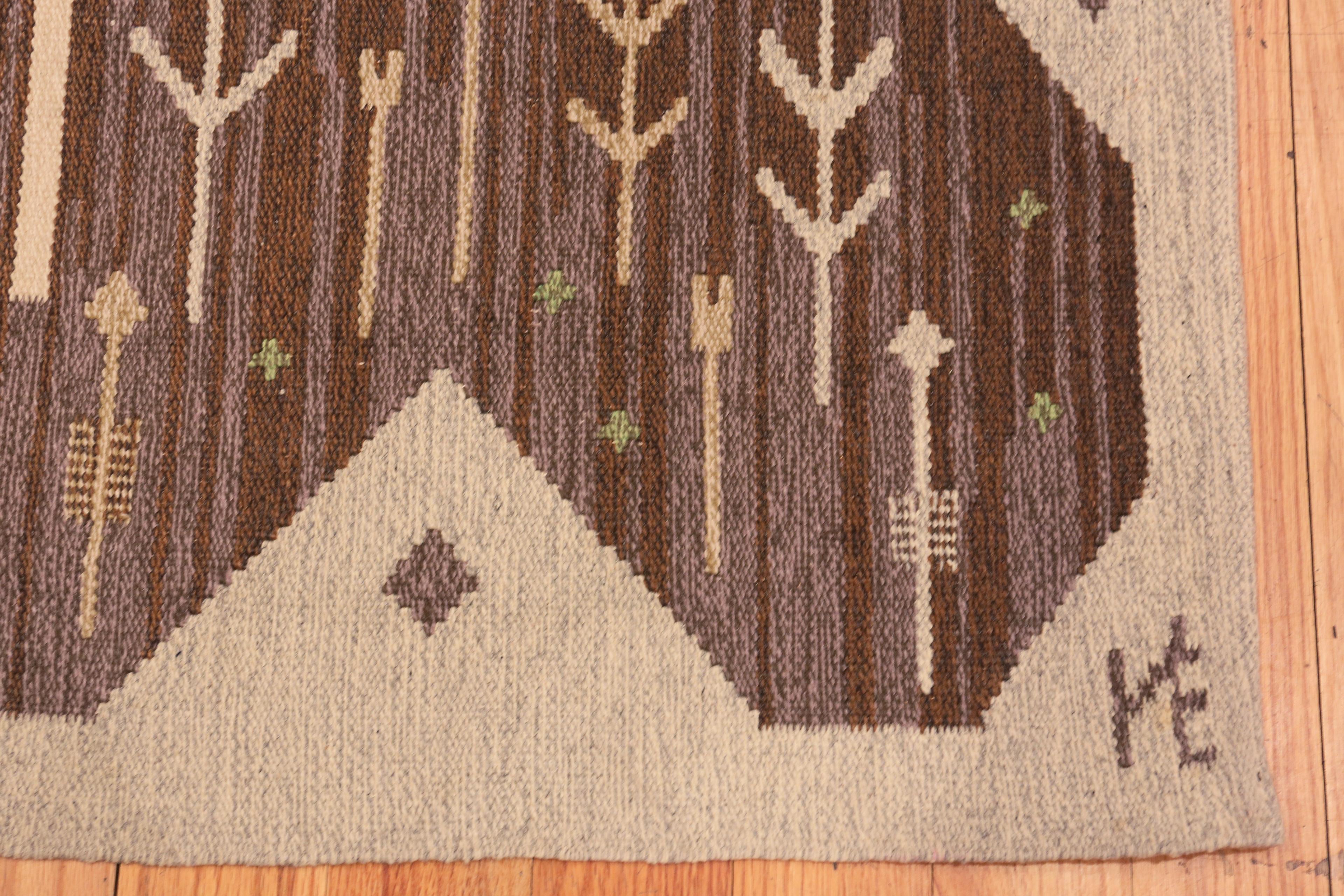 Wool Vintage Scandinavian Eva Nemeth Kilim Rug. 4 ft 8 in x 6 ft 6 in