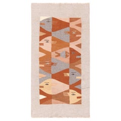 Vintage Scandinavian Fish Design Kilim Rug. Size: 2 ft 4 in x 4 ft 6 in