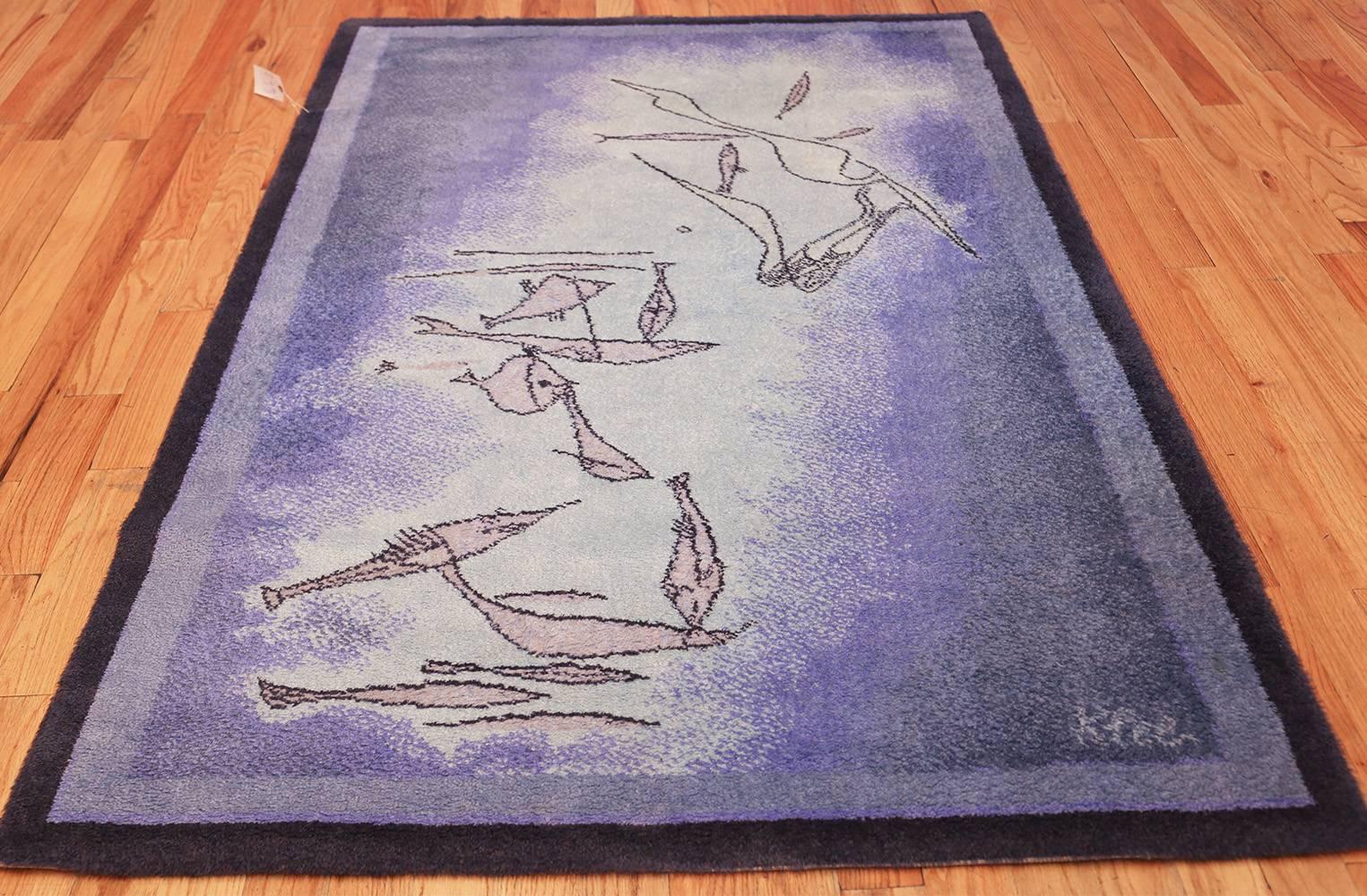 20th Century Vintage Scandinavian Fish Rug by Ege after Klee. Size: 4 ft 7 in x 6 ft 7 in 