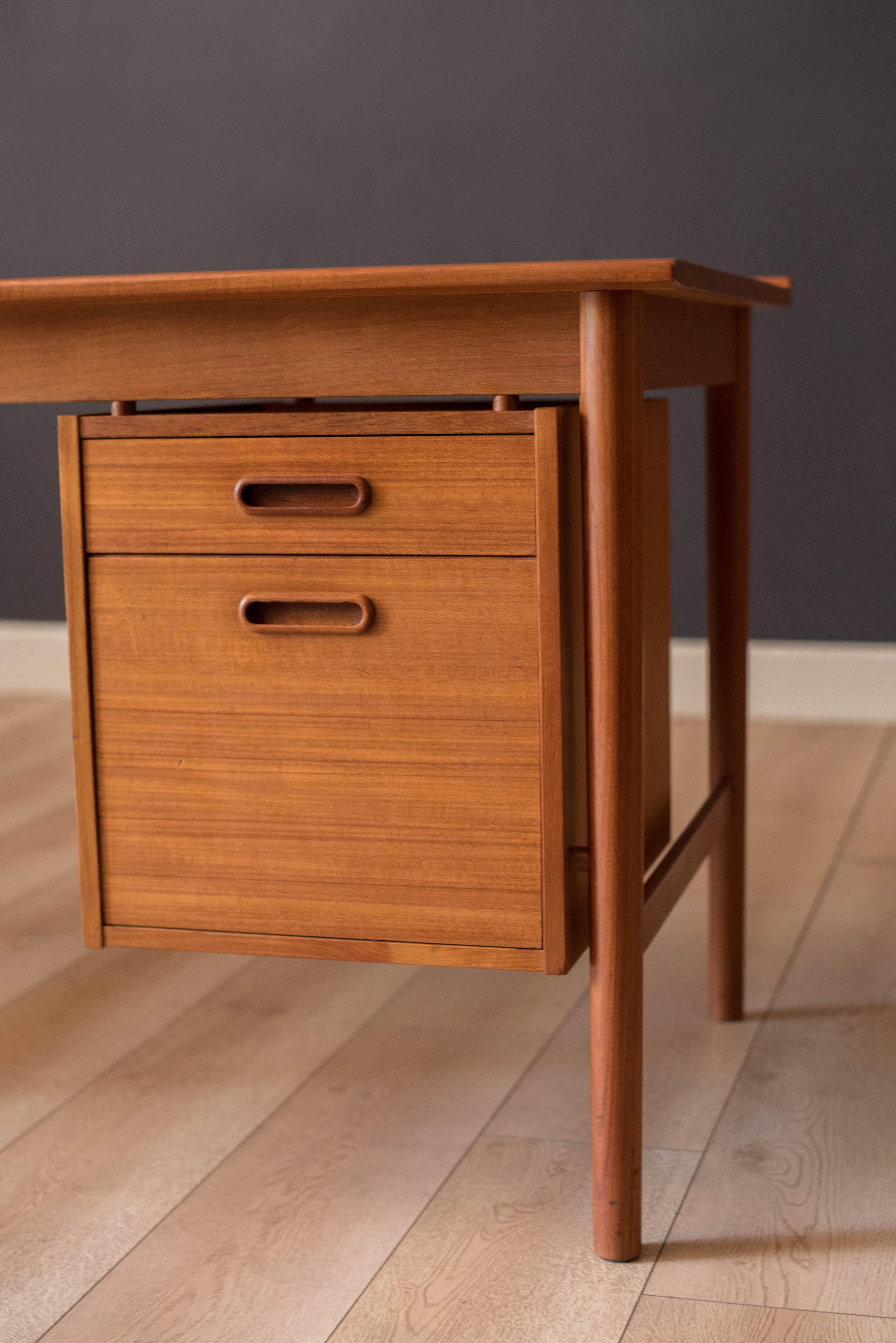 Scandinavian Modern Vintage Scandinavian Floating Teak Writing Desk by Dux of Sweden