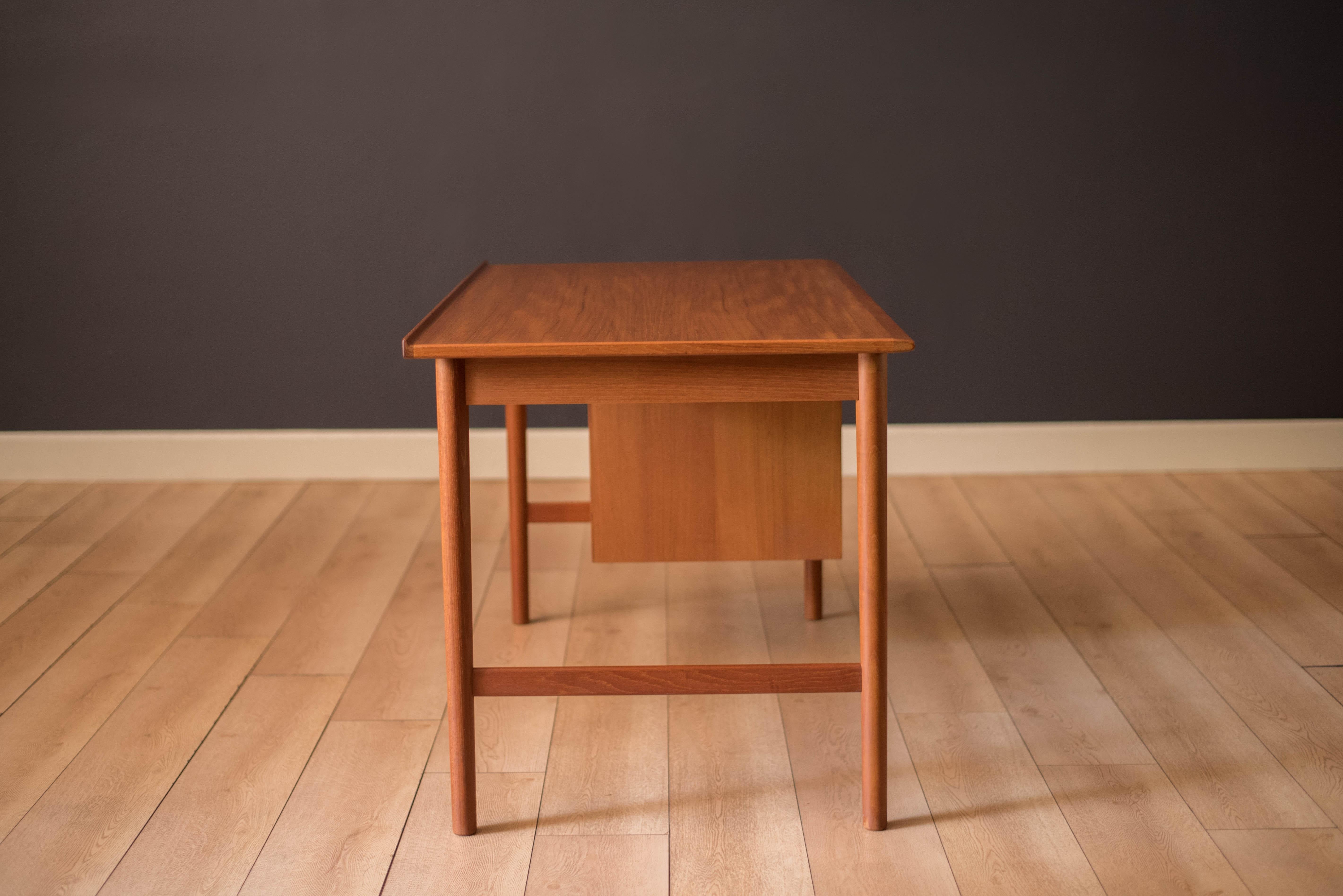 Vintage Scandinavian Floating Teak Writing Desk by Dux of Sweden 1