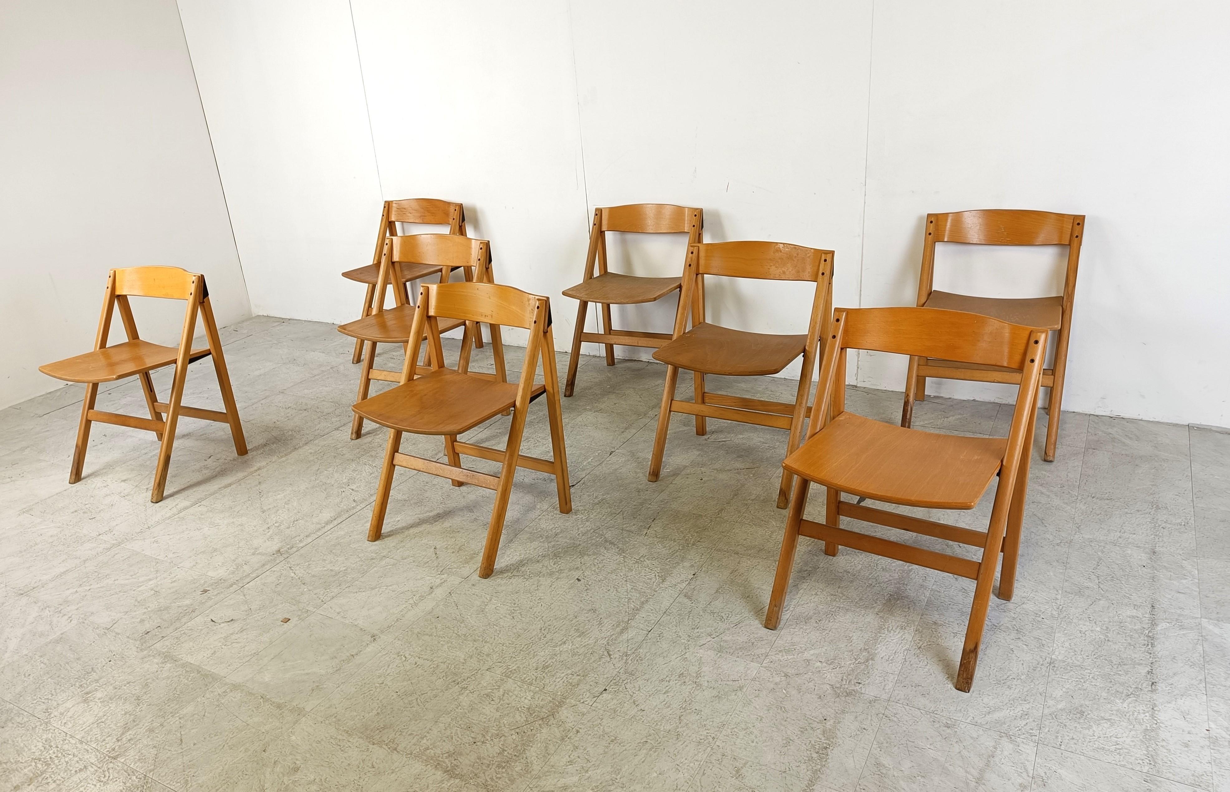 Scandinavian Modern Vintage scandinavian folding chairs by Hyllinge Mobler, 1970s - set of 8 For Sale