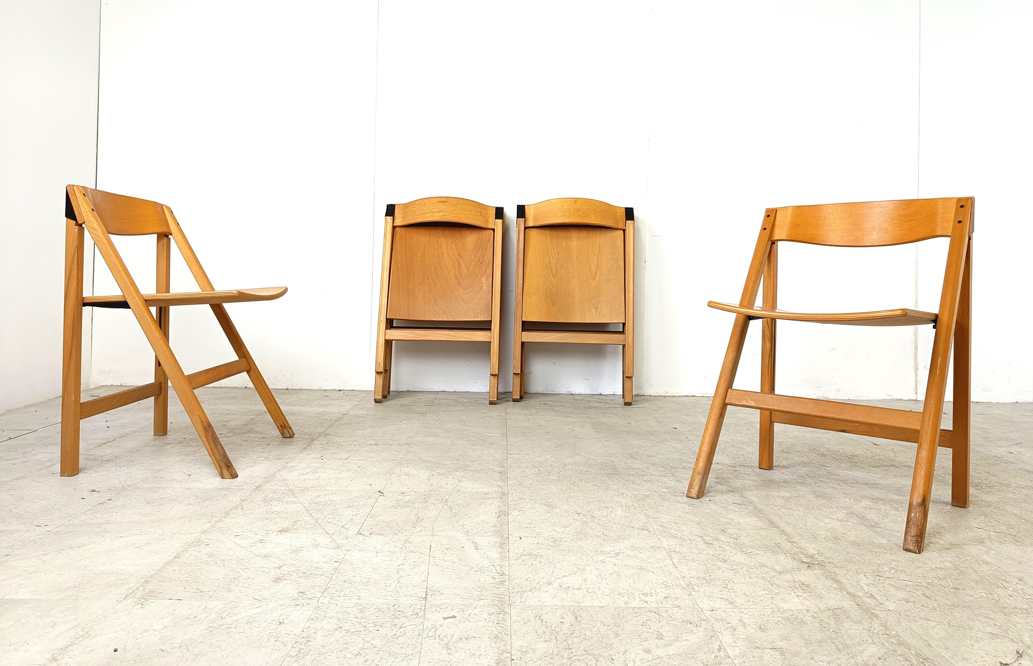 Plywood Vintage scandinavian folding chairs by Hyllinge Mobler, 1970s - set of 8 For Sale