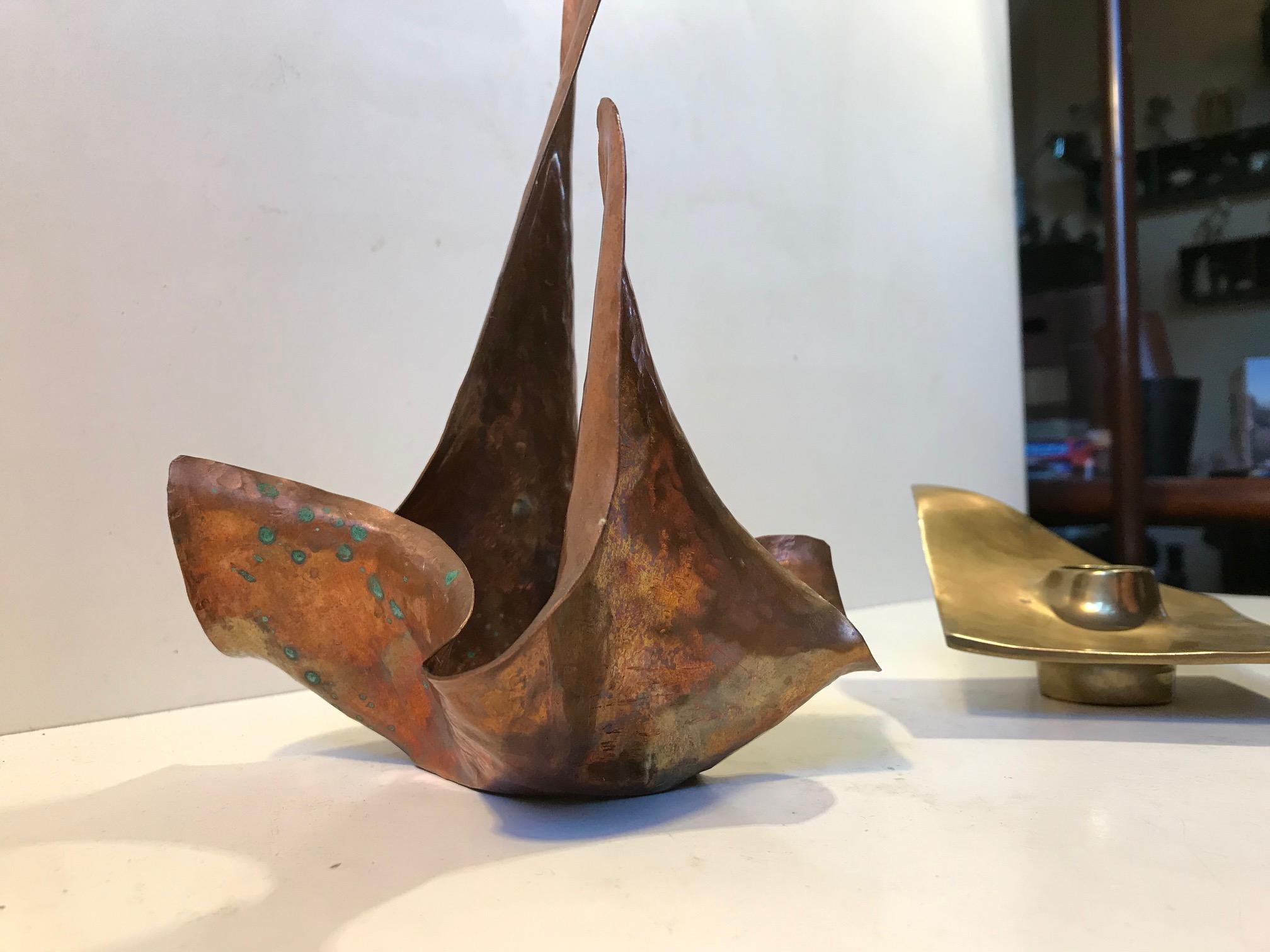 Mid-20th Century Vintage Scandinavian Freeform Candleholders in Copper and Bronze