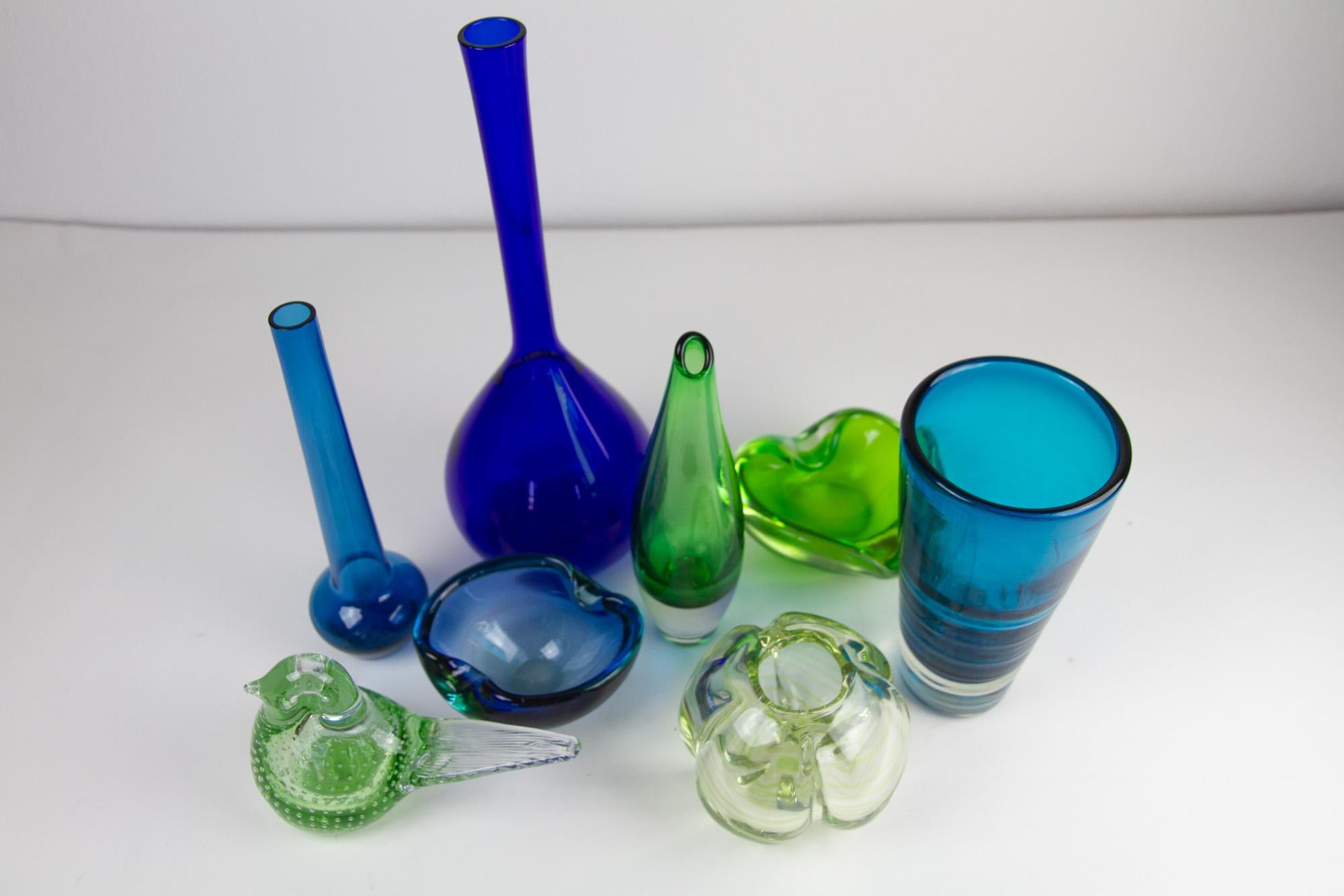 Vintage Scandinavian Glass, 1960s, Set of 8 For Sale 5