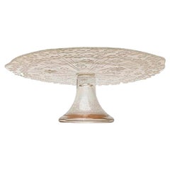 Vintage skandinavischen Glas Kuchenplatte Stand