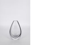 Mid-century Modern Vintage Swedish Scandinavian Clear Glass Contour Vase, 1950s