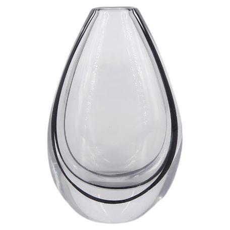 Mid-century Modern Vintage Swedish Scandinavian Clear Glass Contour Vase, 1950s For Sale