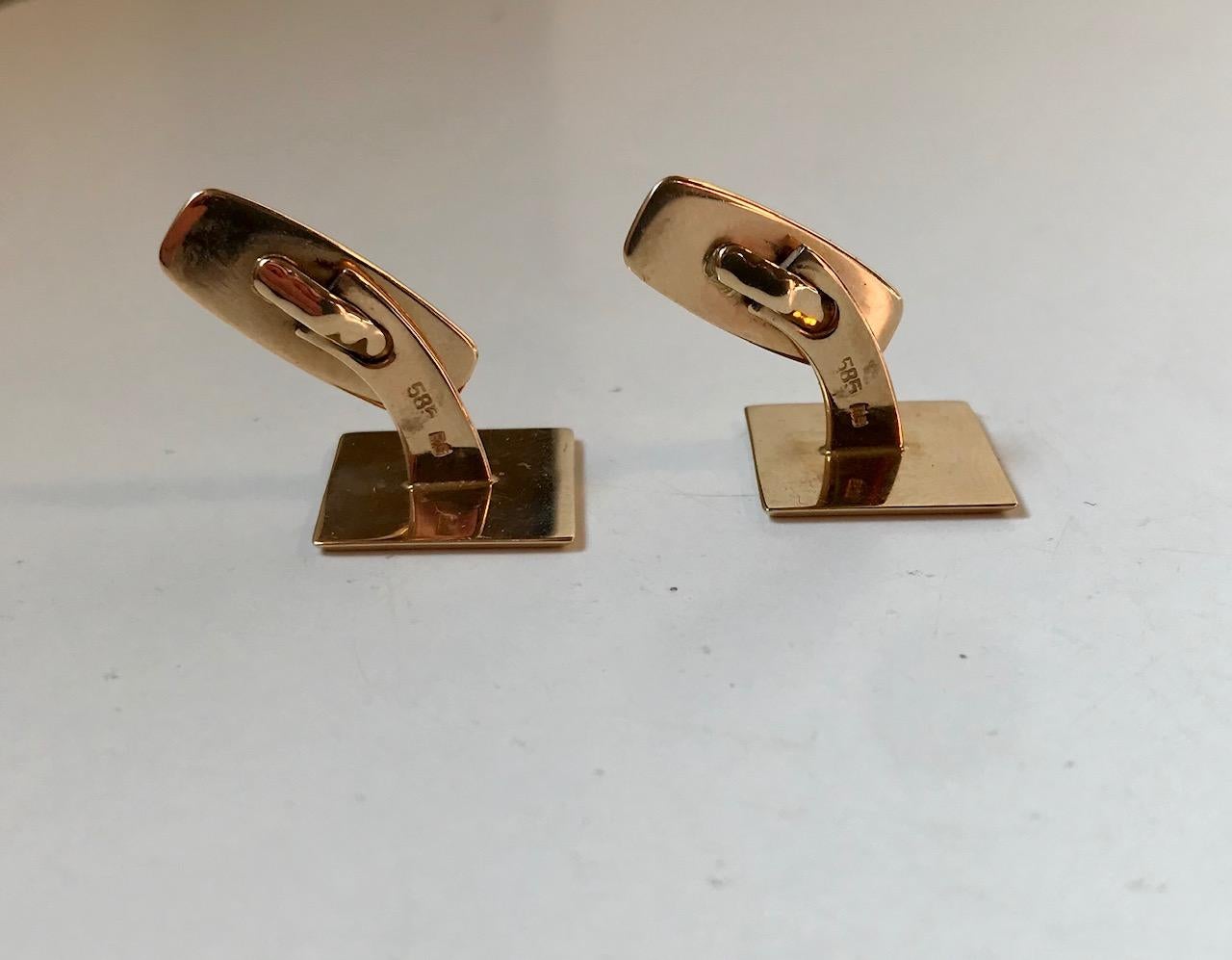 Scandinavian Modern Vintage Scandinavian Gold Cufflinks, 1970s For Sale