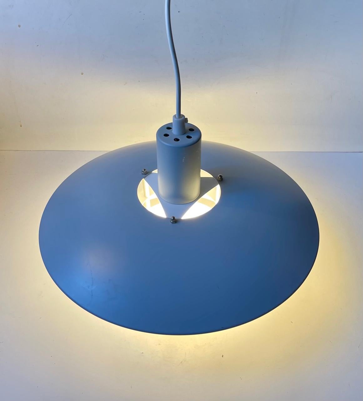 Powder-Coated Vintage Scandinavian Grey Tiered Pendant Lamp from Lyskær, 1970s For Sale