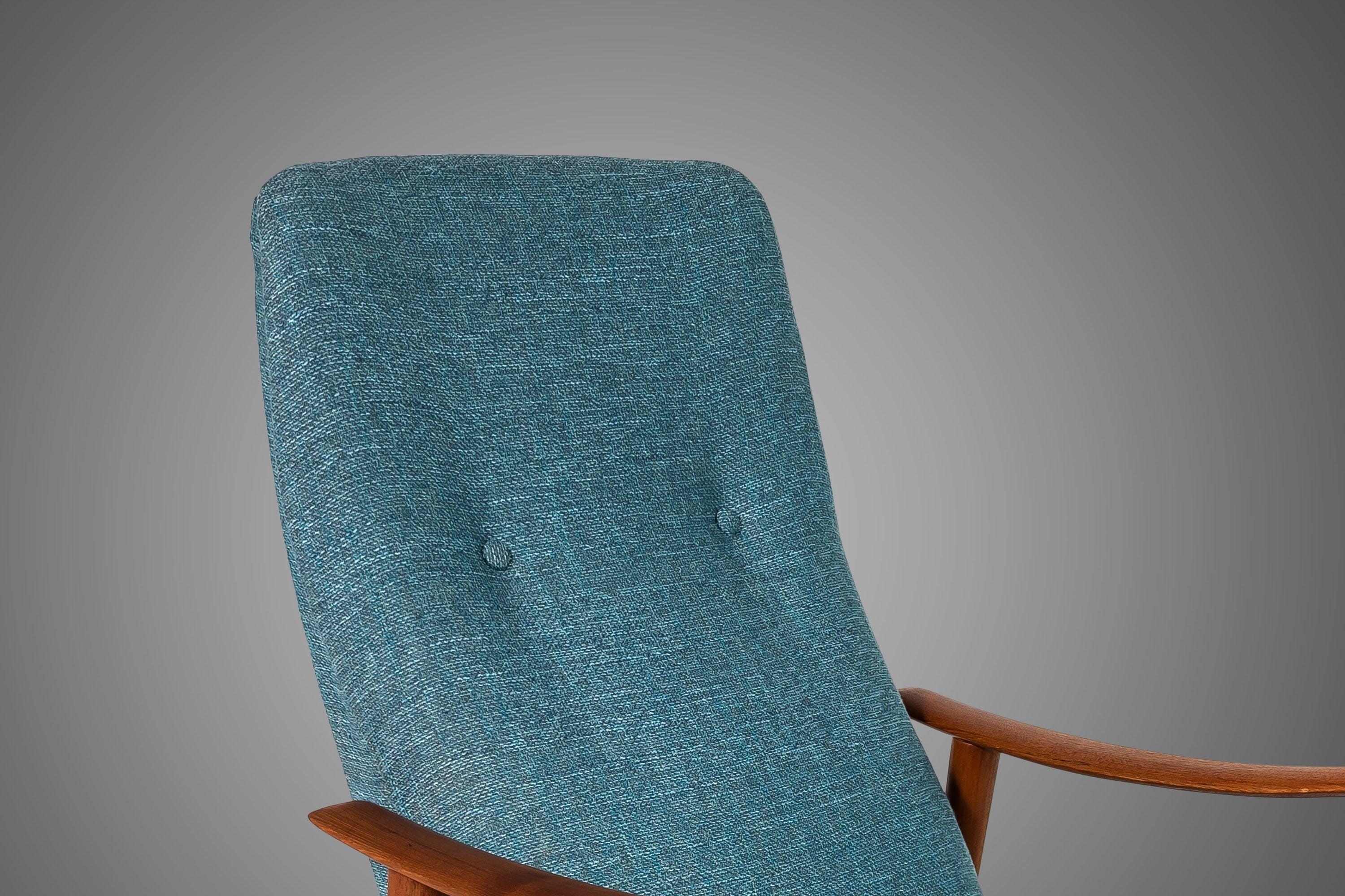Fabric Scandinavian Teak Highback Lounge Chair by Arnt Lande for Stokke, Norway, 1960's For Sale