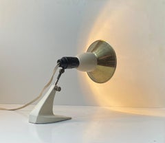 Vintage Scandinavian Industrial Work-Bench Table Light in Brass & Iron